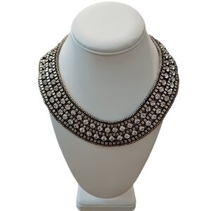 Aldo Rhinestone Collar Necklace with Silver and Gunmetal Hardware